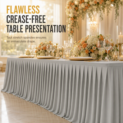 🎉 LIMITED-TIME 50% OFF! ✨ Pleated Table Skirt for Events – Elegant, Wrinkle-Free, Reusable 🎊