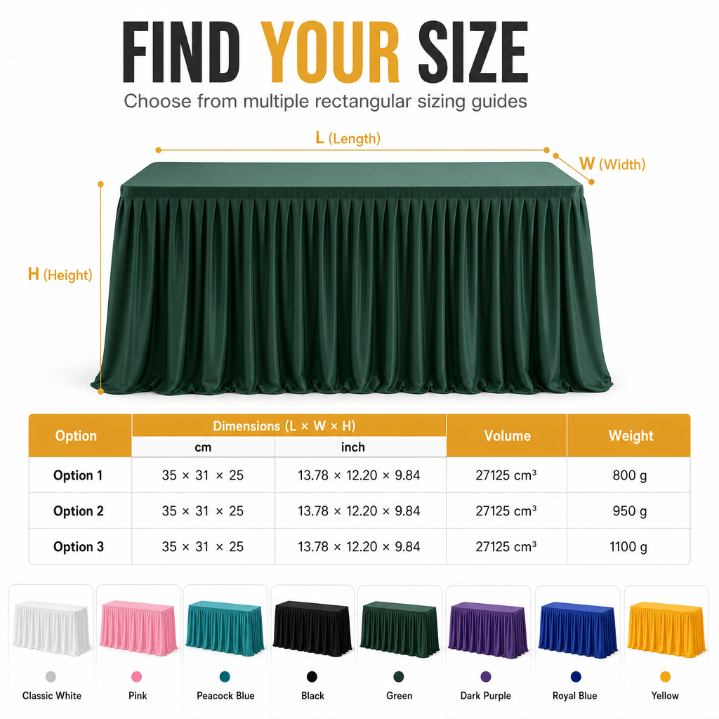 🎉 LIMITED-TIME 50% OFF! ✨ Pleated Table Skirt for Events – Elegant, Wrinkle-Free, Reusable 🎊