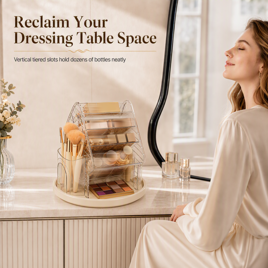 ⏳🔥LIMITED-TIME 50% OFF! ⏰💄Transparent Plastic Rotating Makeup Organizer✨