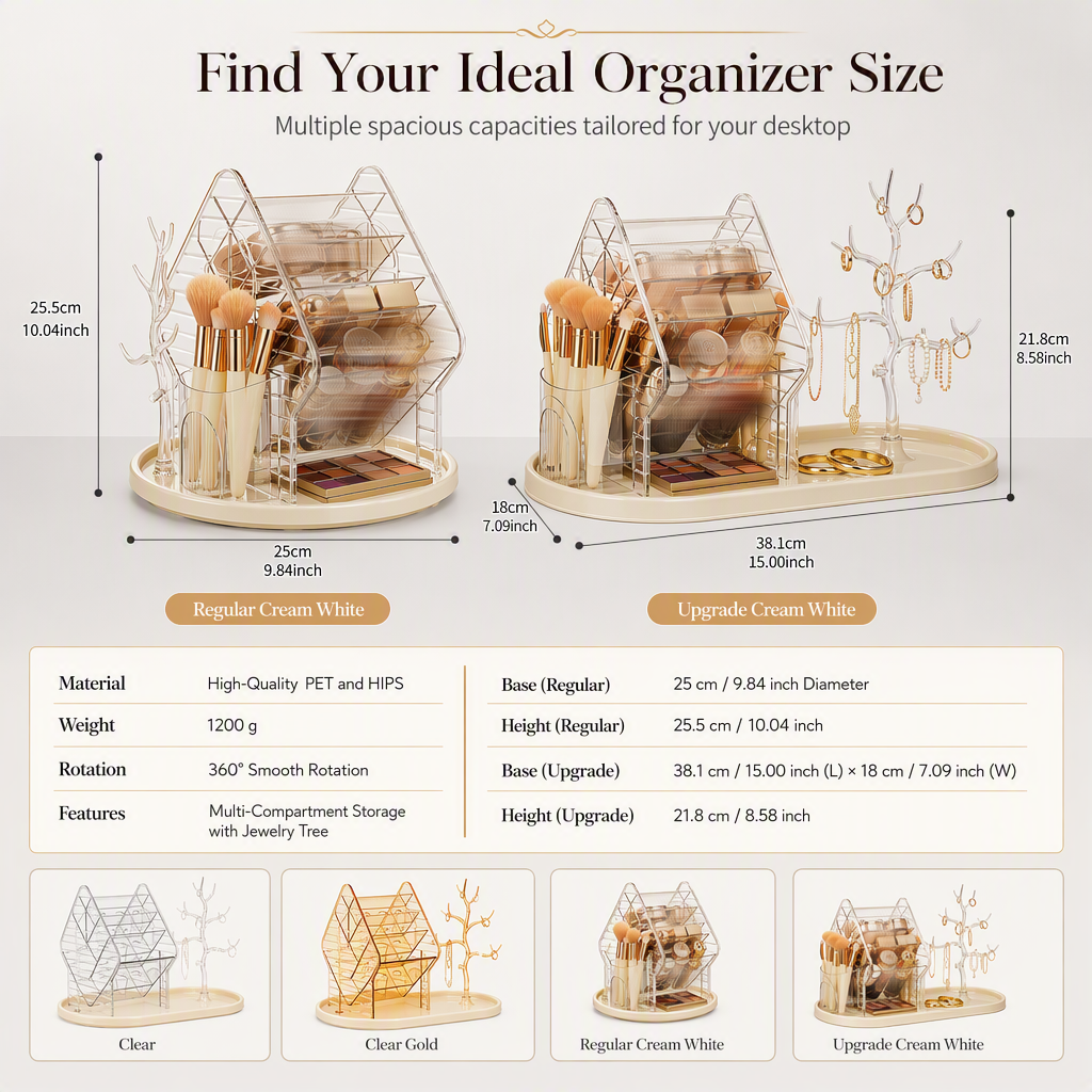 ⏳🔥LIMITED-TIME 50% OFF! ⏰💄Transparent Plastic Rotating Makeup Organizer✨