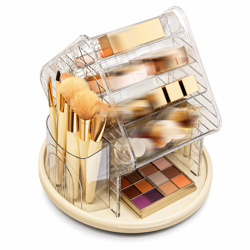 ⏳🔥LIMITED-TIME 50% OFF! ⏰💄Transparent Plastic Rotating Makeup Organizer✨