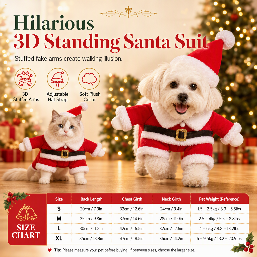 📢📢50% OFF !! ⏰Christmas Pet Costume for Dogs and Cats Autumn Winter Holiday Outfits featuring Santa Claus Suits and Snowflake Capes