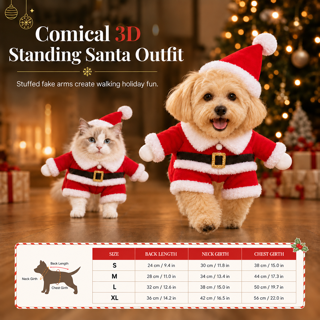 📢📢50% OFF !! ⏰Christmas Pet Costume for Dogs and Cats Autumn Winter Holiday Outfits featuring Santa Claus Suits and Snowflake Capes