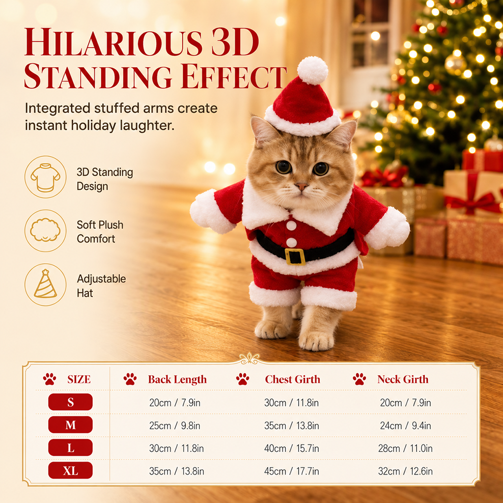 📢📢50% OFF !! ⏰Christmas Pet Costume for Dogs and Cats Autumn Winter Holiday Outfits featuring Santa Claus Suits and Snowflake Capes