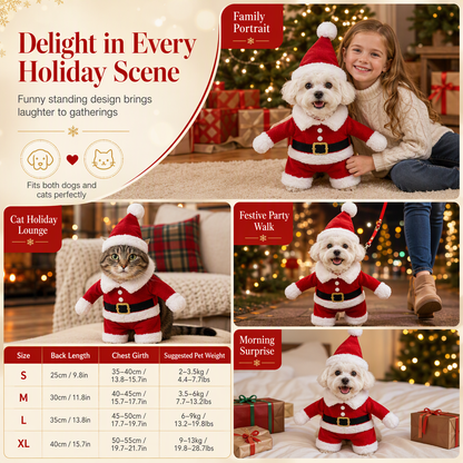 📢📢50% OFF !! ⏰Christmas Pet Costume for Dogs and Cats Autumn Winter Holiday Outfits featuring Santa Claus Suits and Snowflake Capes