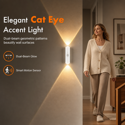 Smart Motion Sensor Wall Light Rechargeable Cat Eye Hill Projection LED Night Light with RGB Color Changing Ambient Lighting