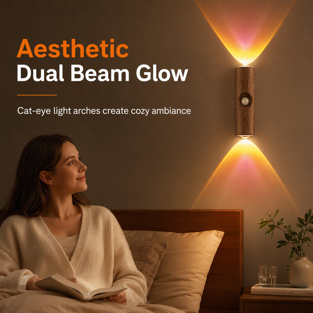 Smart Motion Sensor Wall Light Rechargeable Cat Eye Hill Projection LED Night Light with RGB Color Changing Ambient Lighting