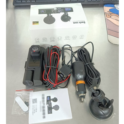 🚗 Triple Camera Dash Cam: 1080P Full HD, Front/Interior/Rear, Night Vision, G-Sensor, Parking Mode