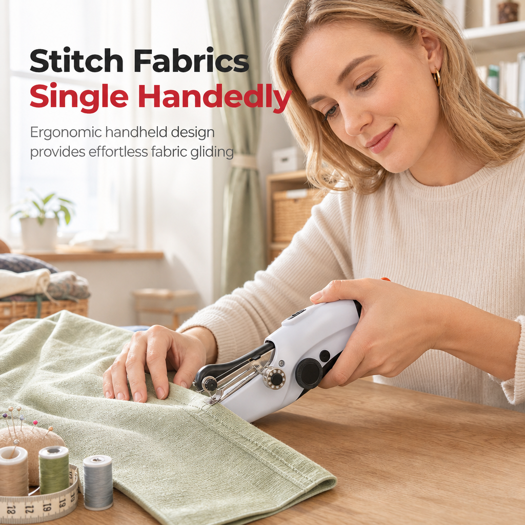 Mini Handheld Electric Sewing Machine Portable Household Sewing Device for Thick Fabrics