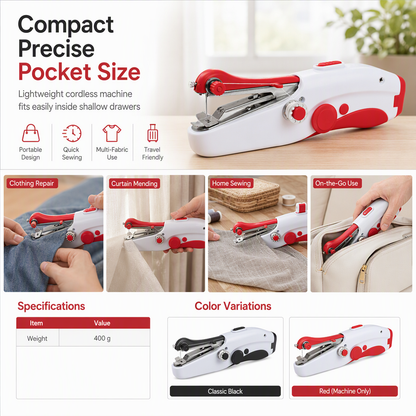 Mini Handheld Electric Sewing Machine Portable Household Sewing Device for Thick Fabrics