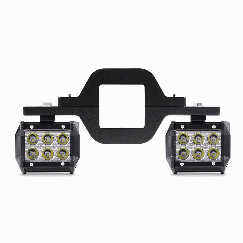 Trailer Tow Hitch Mounting Bracket for Dual LED Pods Work Lights and Backup Reverse Lights on Pickup Trucks and SUVs