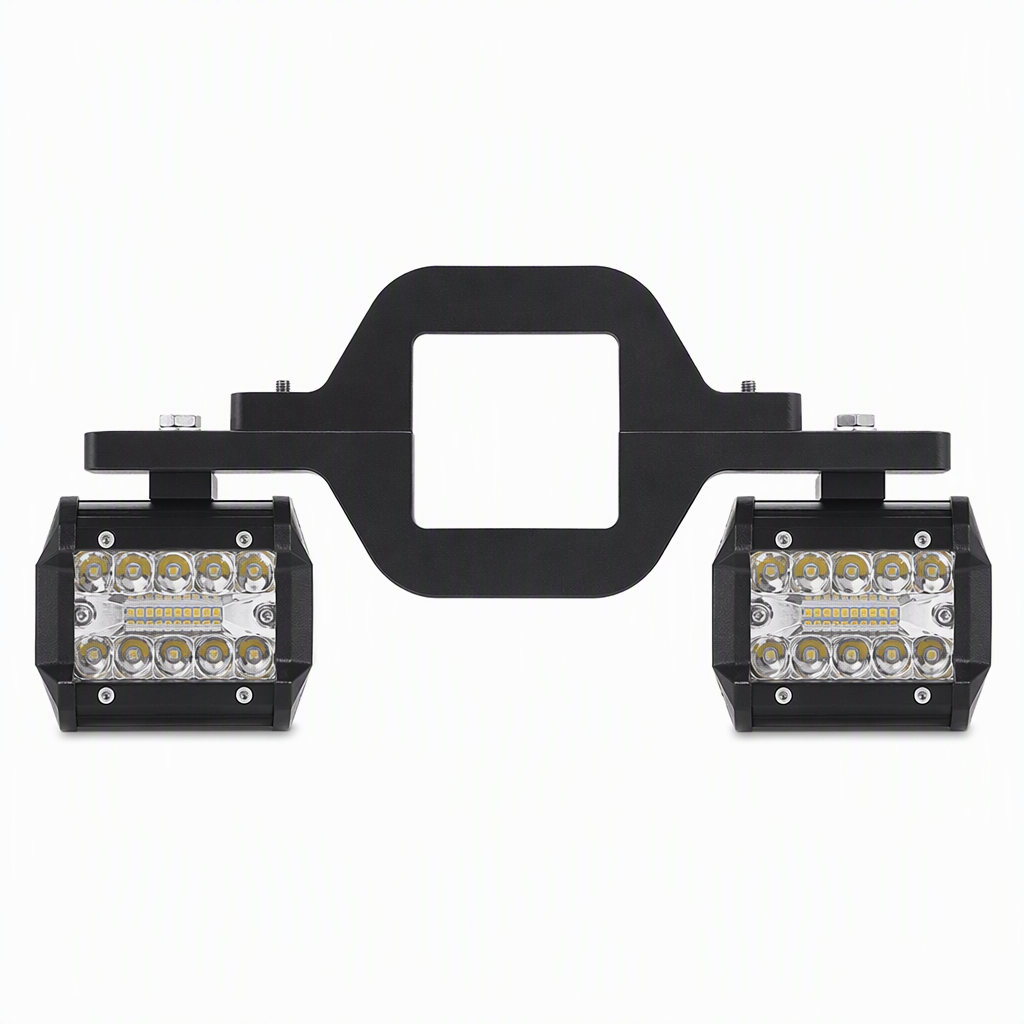 Trailer Tow Hitch Mounting Bracket for Dual LED Pods Work Lights and Backup Reverse Lights on Pickup Trucks and SUVs