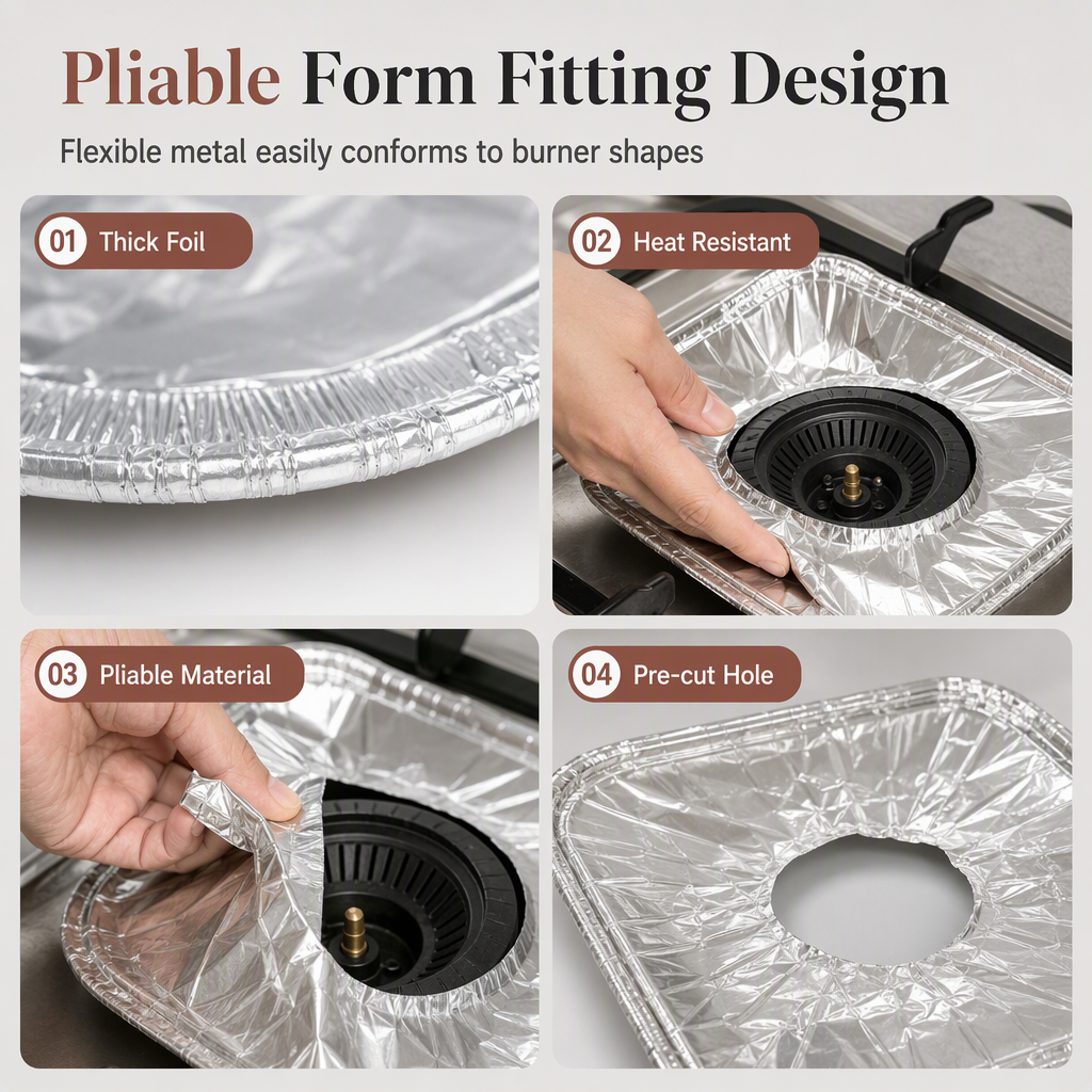 🍳 LIMITED‑TIME 50% OFF! 🔥 10‑Pack Heavy‑Duty Foil Gas Stove Burner Liners – Deep Well Spill Capture & Cooktop Protection 🛡️