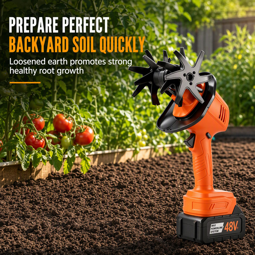 🌱 LIMITED-TIME 50% OFF! ⚙️ Cordless Handheld Mini Tiller – Lightweight, Powerful, Portable ✨