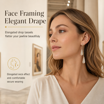 ✨ Women's Dual-Wear Zircon Water Drop Tassel Earrings – Elegant & Versatile 💎🌸