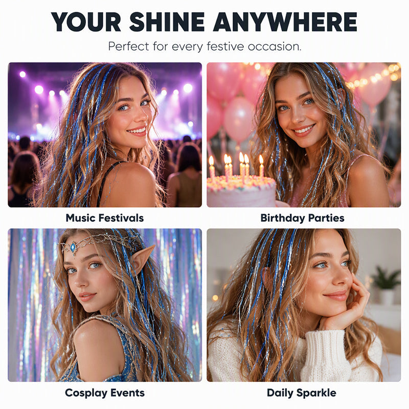 Sparkle Clip-In Hair Tinsel