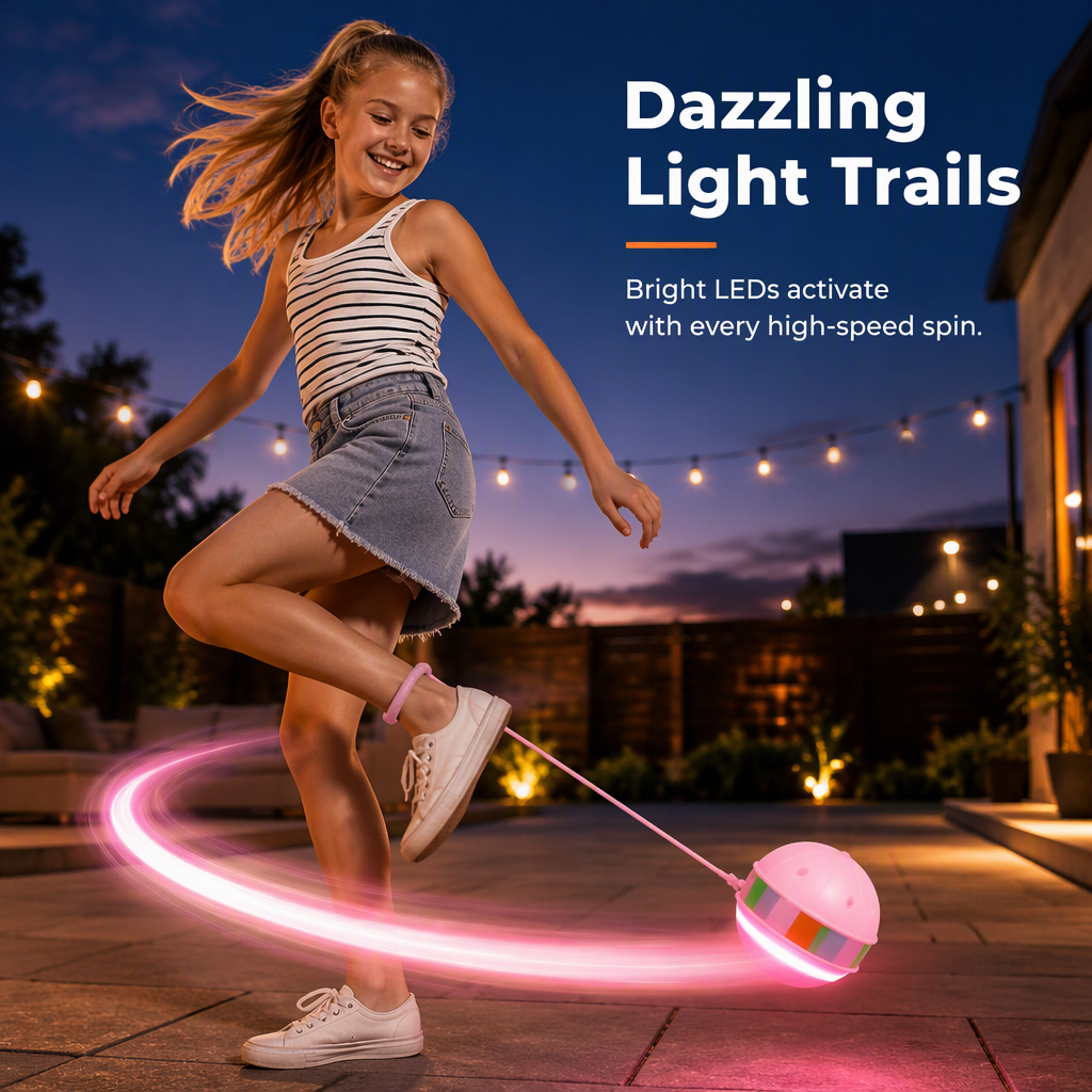 Kids Flashing Skip Ball LED Light Up Ankle Toy with Soft Sponge Sleeve for Sensory Integration Training