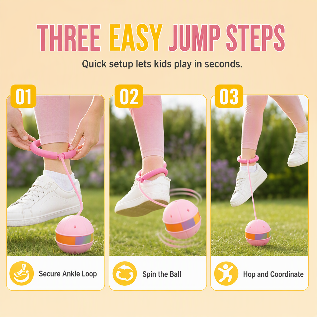 Kids Flashing Skip Ball LED Light Up Ankle Toy with Soft Sponge Sleeve for Sensory Integration Training