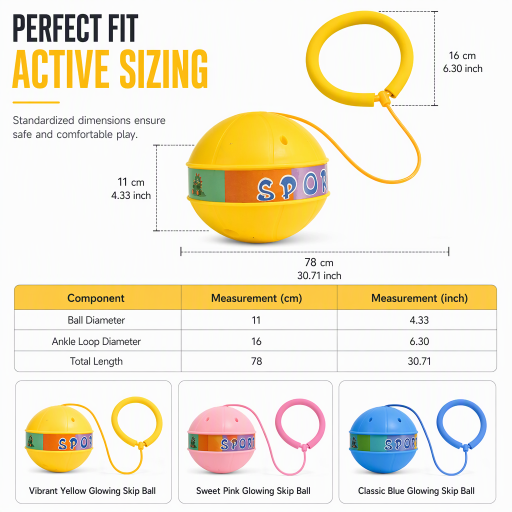 Kids Flashing Skip Ball LED Light Up Ankle Toy with Soft Sponge Sleeve for Sensory Integration Training
