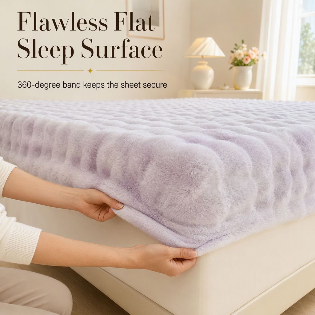 ⏳🔥LIMITED-TIME 50% OFF! ⏰Soft Rabbit Plush and Milk Velvet Fitted Sheet Mattress Cover Dustproof Mattress Protector