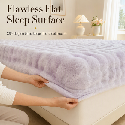 ⏳🔥LIMITED-TIME 50% OFF! ⏰Soft Rabbit Plush and Milk Velvet Fitted Sheet Mattress Cover Dustproof Mattress Protector