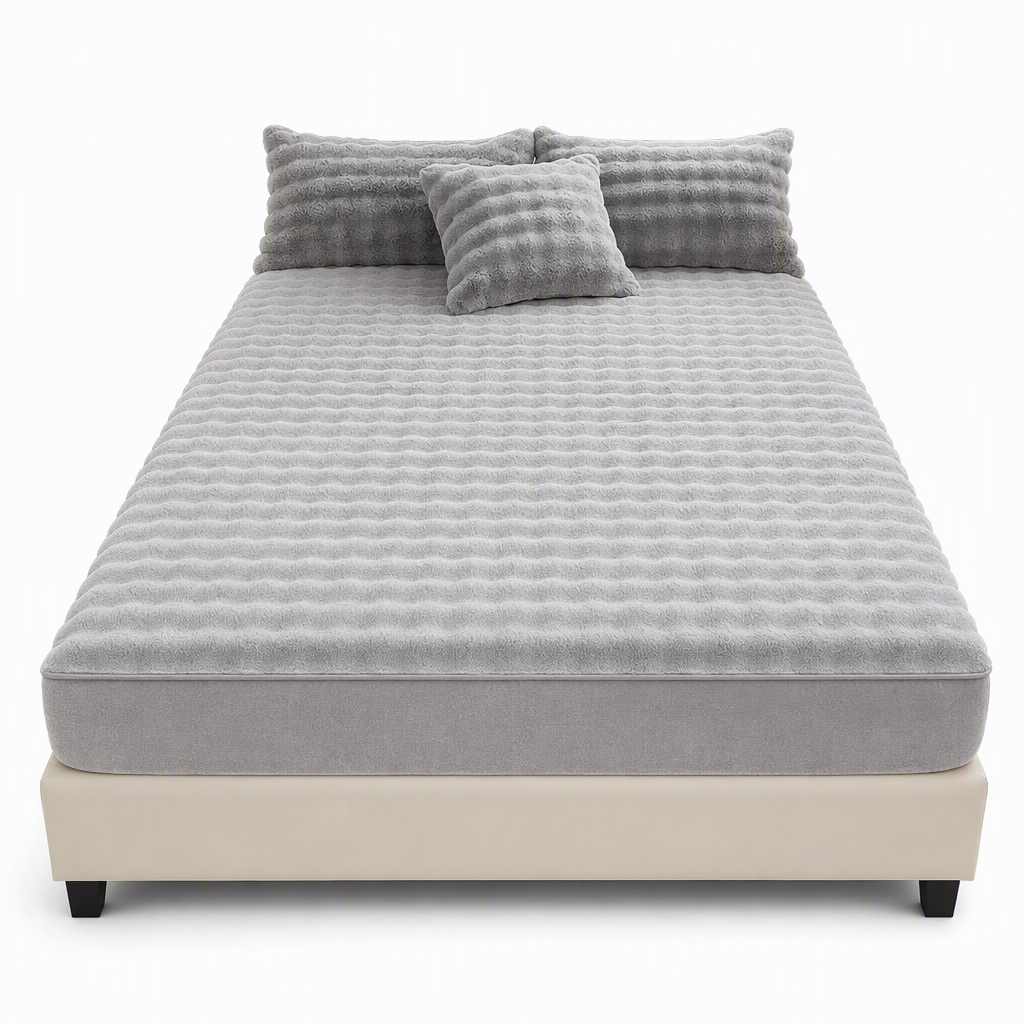 ⏳🔥LIMITED-TIME 50% OFF! ⏰Soft Rabbit Plush and Milk Velvet Fitted Sheet Mattress Cover Dustproof Mattress Protector