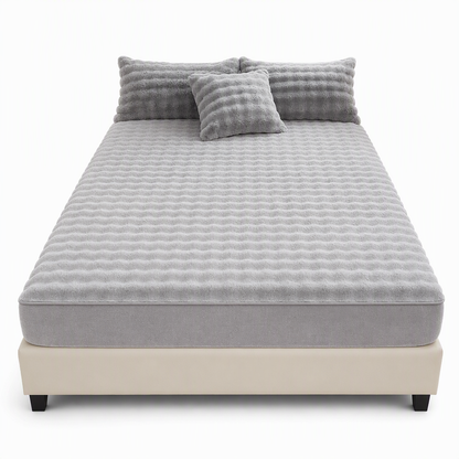 ⏳🔥LIMITED-TIME 50% OFF! ⏰Soft Rabbit Plush and Milk Velvet Fitted Sheet Mattress Cover Dustproof Mattress Protector