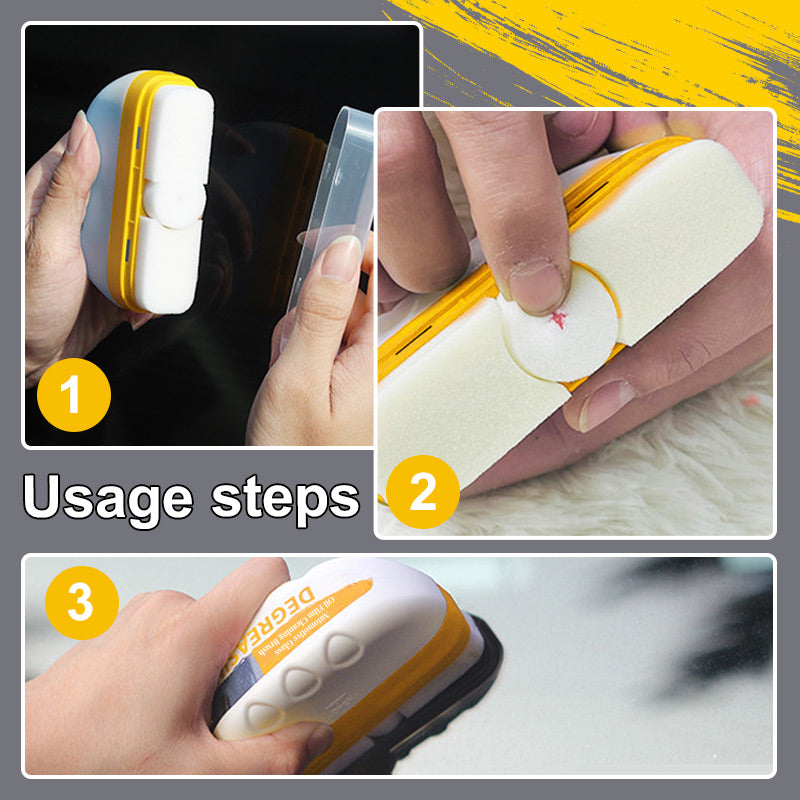 🚗 Car Glass Oil Film Cleaning Brush: Soft Sponge, Mild Formula, Non-Slip Grip, 120ml