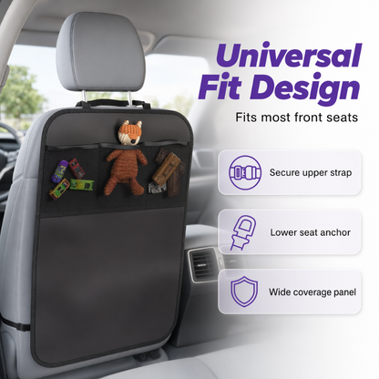 📢📢50% OFF !! ⏰Car Backseat Kick Mat Protector: Waterproof, Storage Pockets🚗