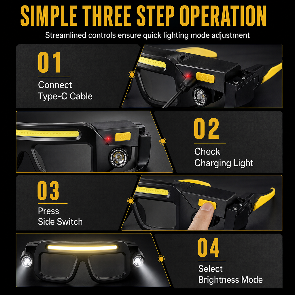 ⏳Time-Limited Special ⏰👓 USB Rechargeable Double Sided Clip On Glasses Light – 5 Brightness Modes, Hands-Free ✨