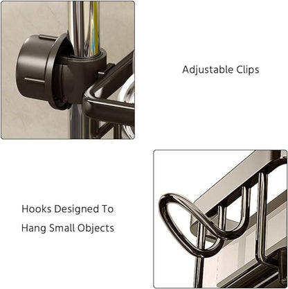 Faucet‑Mounted Sink‑Sponge‑Holder | Tool‑Free Install, Removable‑Drip‑Tray & Side‑Hook🏠