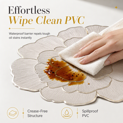 🍽️ LIMITED-TIME 50% OFF! 🌹 Nordic Style Metallic Peony PVC Placemat – Heat Resistant, Non-Slip & Waterproof ✨