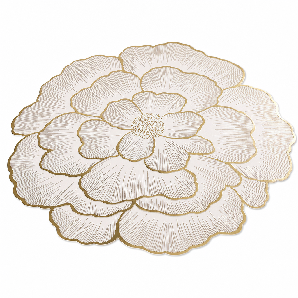 🍽️ LIMITED-TIME 50% OFF! 🌹 Nordic Style Metallic Peony PVC Placemat – Heat Resistant, Non-Slip & Waterproof ✨