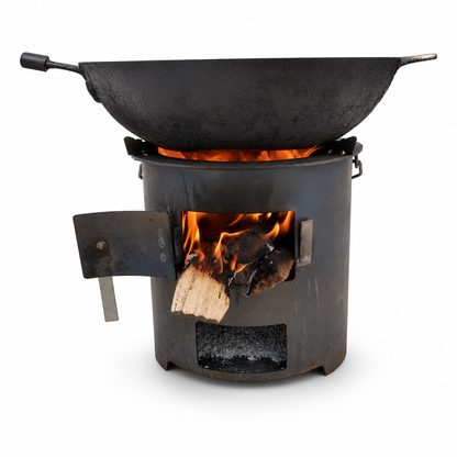 🎁2026 New Arrivals 50% OFF💥 Heavy‑Duty Carbon Steel Camping Stove – Wood & Charcoal, High‑Draft Airflow, 3‑in‑1 Cooktop 🍳