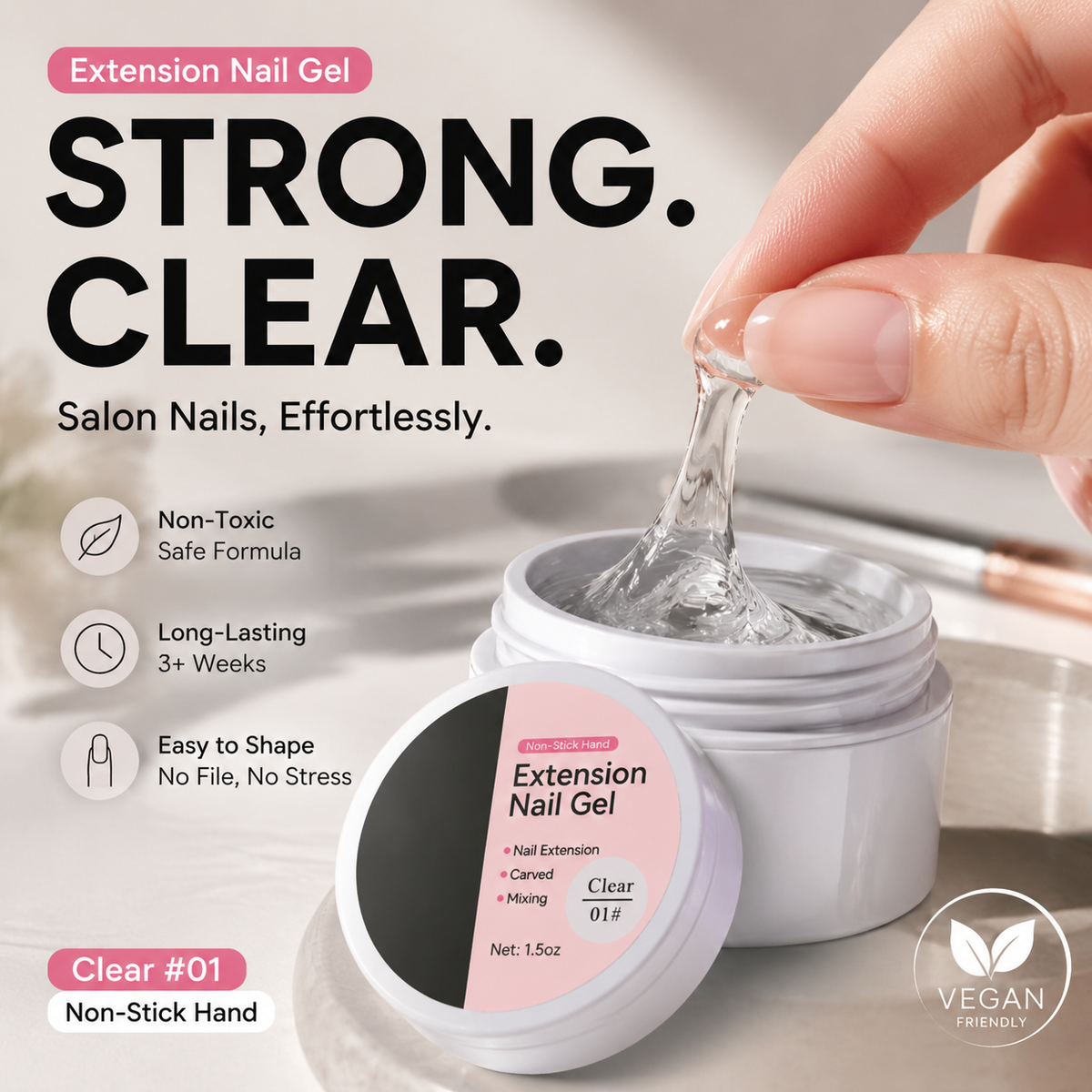 Solid Nail Extension Builder Gel – Sculpt & Shape, 15 ml