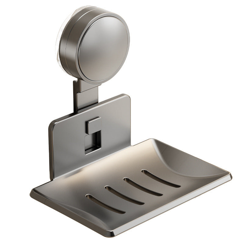 🧼 Vacuum Suction Soap Dish: V-Shaped Drainage, Rustproof Aluminum, No Drilling, Twist-Lock