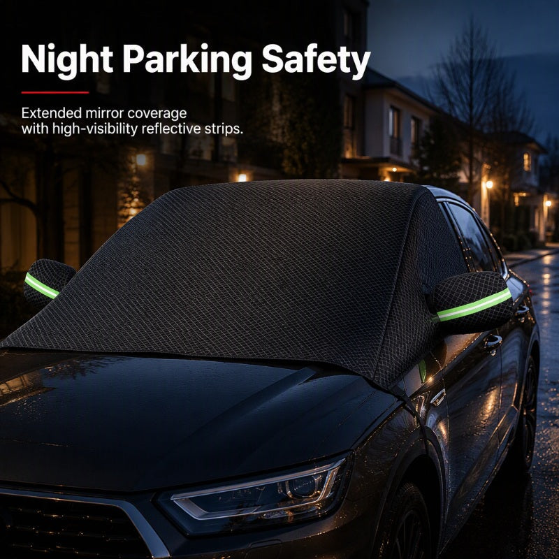 Magnetic Car Windshield Cover Thickened Waterproof Sunshade and Snow Shield with Reflective Strips