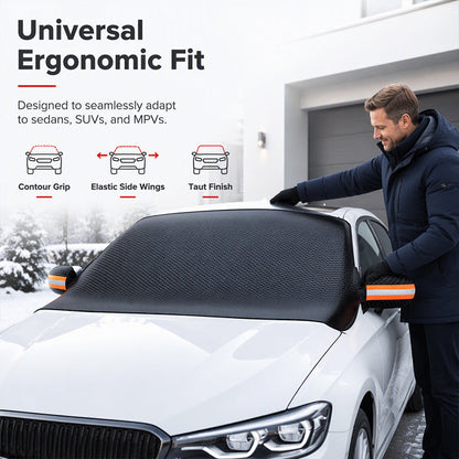 Magnetic Car Windshield Cover Thickened Waterproof Sunshade and Snow Shield with Reflective Strips