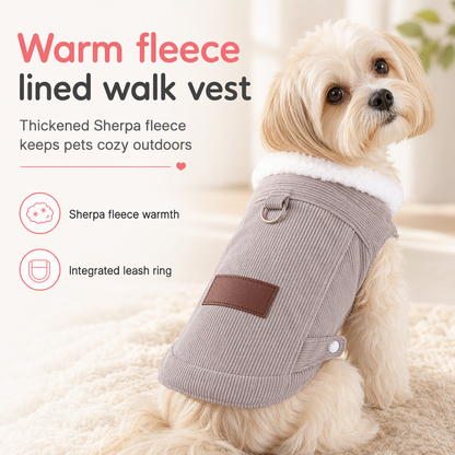 📢📢50% OFF !! ⏰Warm Lamb Fleece Pet Vest – Thick Lined, Built-in Leash Ring for Dogs & Cats ✨