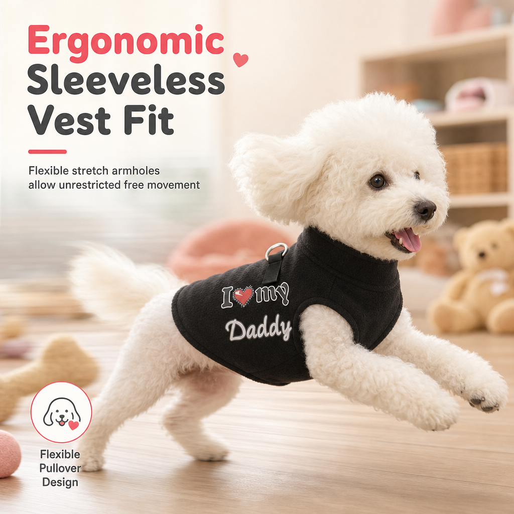 ⏳ 50% OFF! Warm Pet Sweater with Leash Ring – “Love Dad & Mum” Design for Cosy Winter Walks ❄️