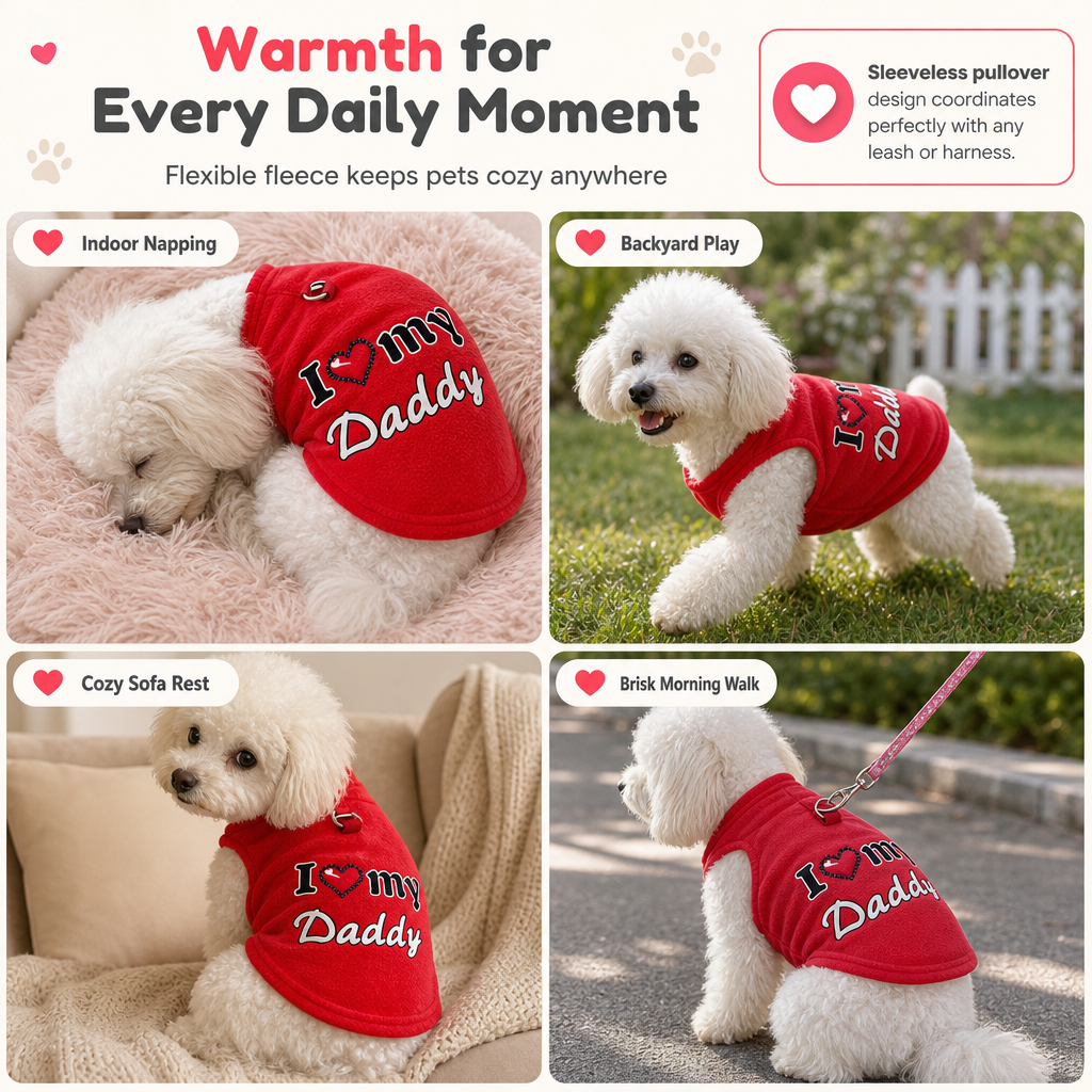 ⏳ 50% OFF! Warm Pet Sweater with Leash Ring – “Love Dad & Mum” Design for Cosy Winter Walks ❄️