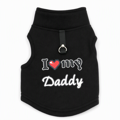 ⏳ 50% OFF! Warm Pet Sweater with Leash Ring – “Love Dad & Mum” Design for Cosy Winter Walks ❄️