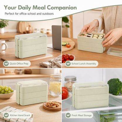 ⏳Time-Limited Special⏰Pack Fresh Meals Instantly! 3-Layer Bento Lunch Box with Cutlery