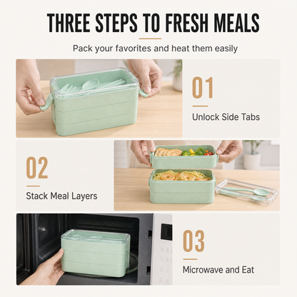 ⏳Time-Limited Special⏰Pack Fresh Meals Instantly! 3-Layer Bento Lunch Box with Cutlery
