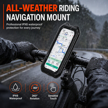 📢📢50% OFF !! ⏰ Waterproof Bike & Motorcycle Phone Holder – IPX6, Touchable, 360° Rotation ✨