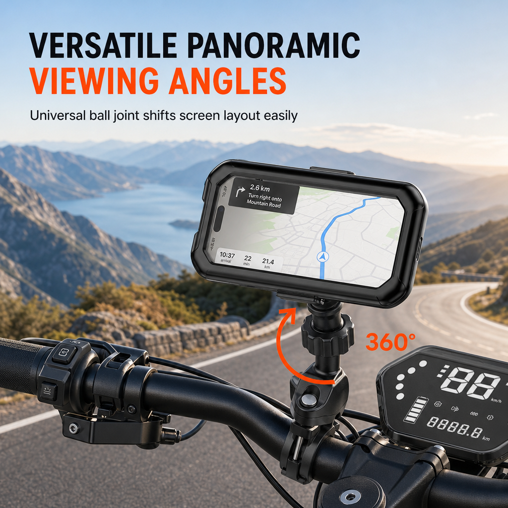 📢📢50% OFF !! ⏰ Waterproof Bike & Motorcycle Phone Holder – IPX6, Touchable, 360° Rotation ✨