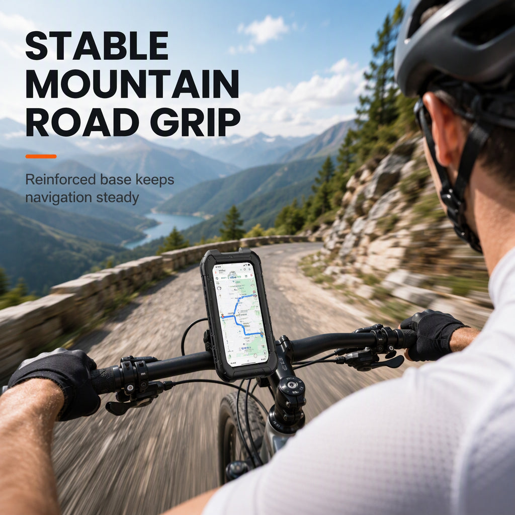 📢📢50% OFF !! ⏰ Waterproof Bike & Motorcycle Phone Holder – IPX6, Touchable, 360° Rotation ✨