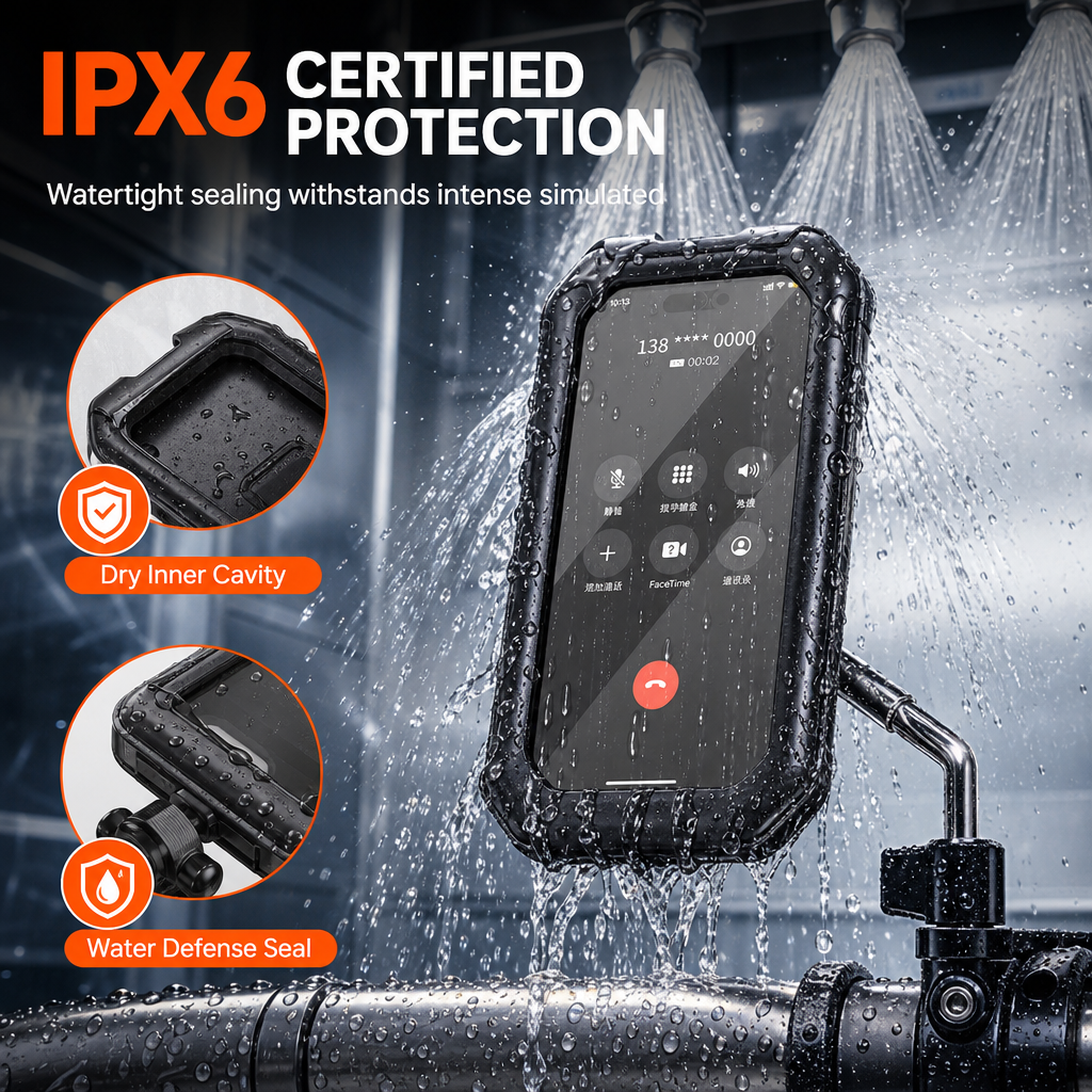 📢📢50% OFF !! ⏰ Waterproof Bike & Motorcycle Phone Holder – IPX6, Touchable, 360° Rotation ✨