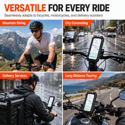 📢📢50% OFF !! ⏰ Waterproof Bike & Motorcycle Phone Holder – IPX6, Touchable, 360° Rotation ✨