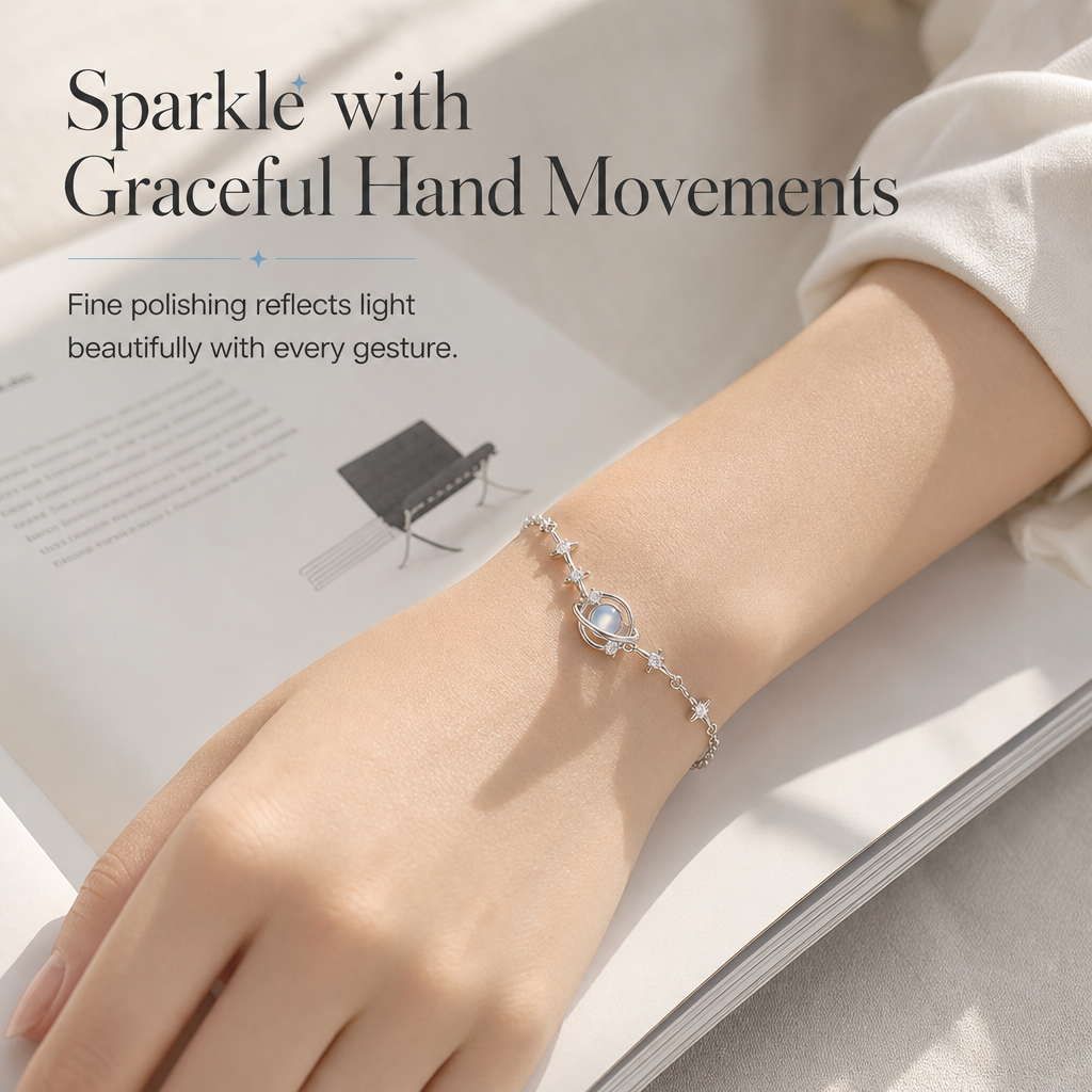 ⏳Limited-time 50% off⏰925 Silver Planet & Star Necklace — Elegant Celestial Jewelry Gift for You & Best Friend🪐✨